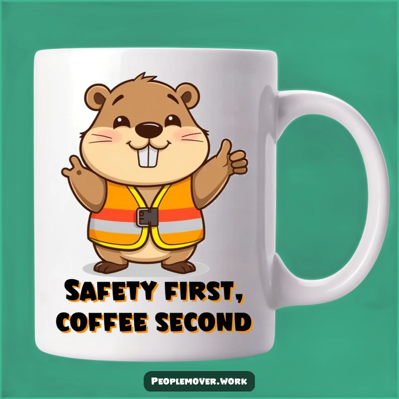 Funny Beaver Safety First Mug - Hardworking Animal Humor Gift