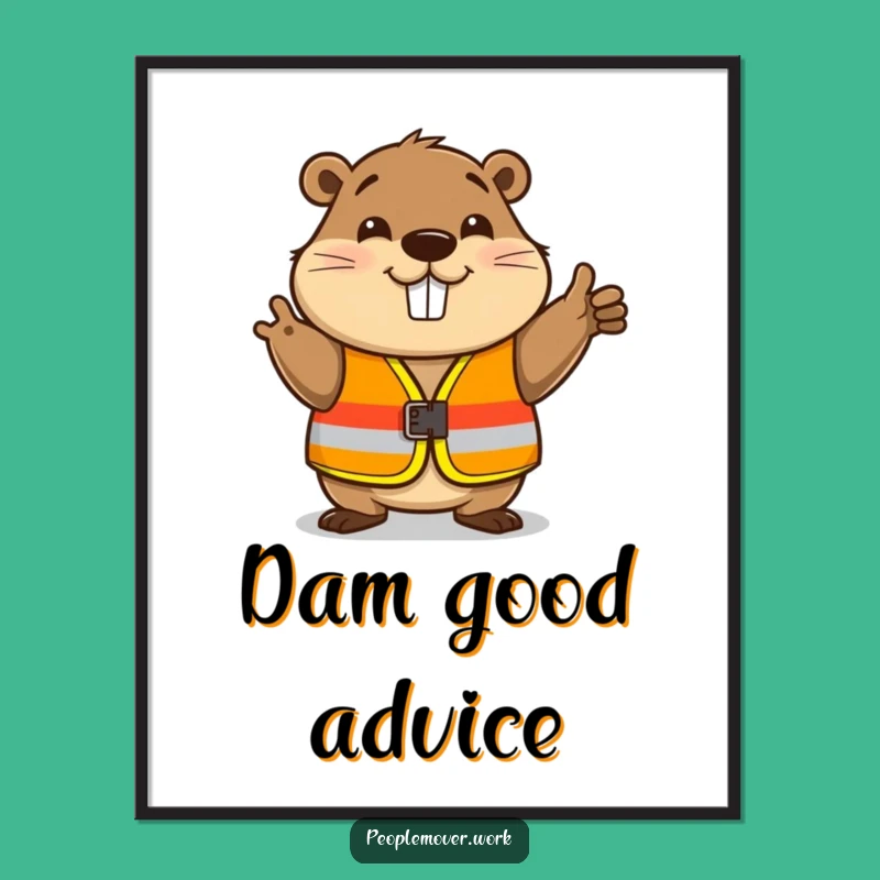Funny Beaver Safety Poster - Motivational Construction Art Gift
