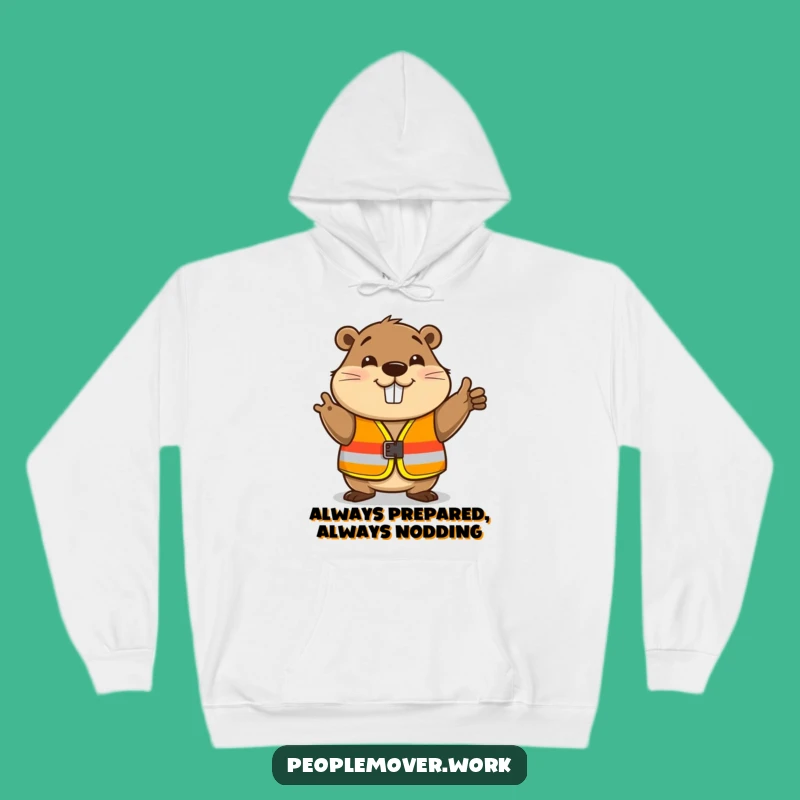 Funny Beaver Safety Vest Hoodie - Cozy Builder's Humor Gift